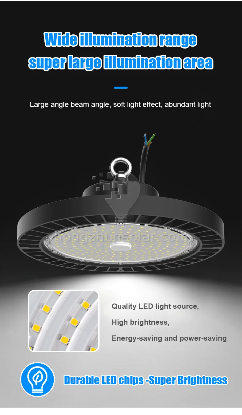 Aluminium d'ufo industriel commercial LED High Bay Light Aluminium étanche IP65 100W à 400W Atelier en usine Supermarché Alimentation réglable
