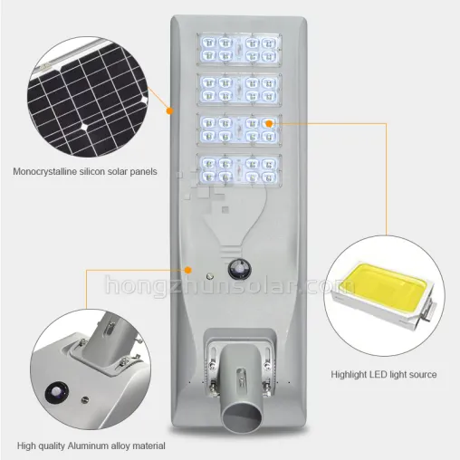 Aluminium à luminosité élevée 100W ~ 400W IP65 Énergie solaire extérieure intégrée imperméable tout en un feu de rue solaire LED