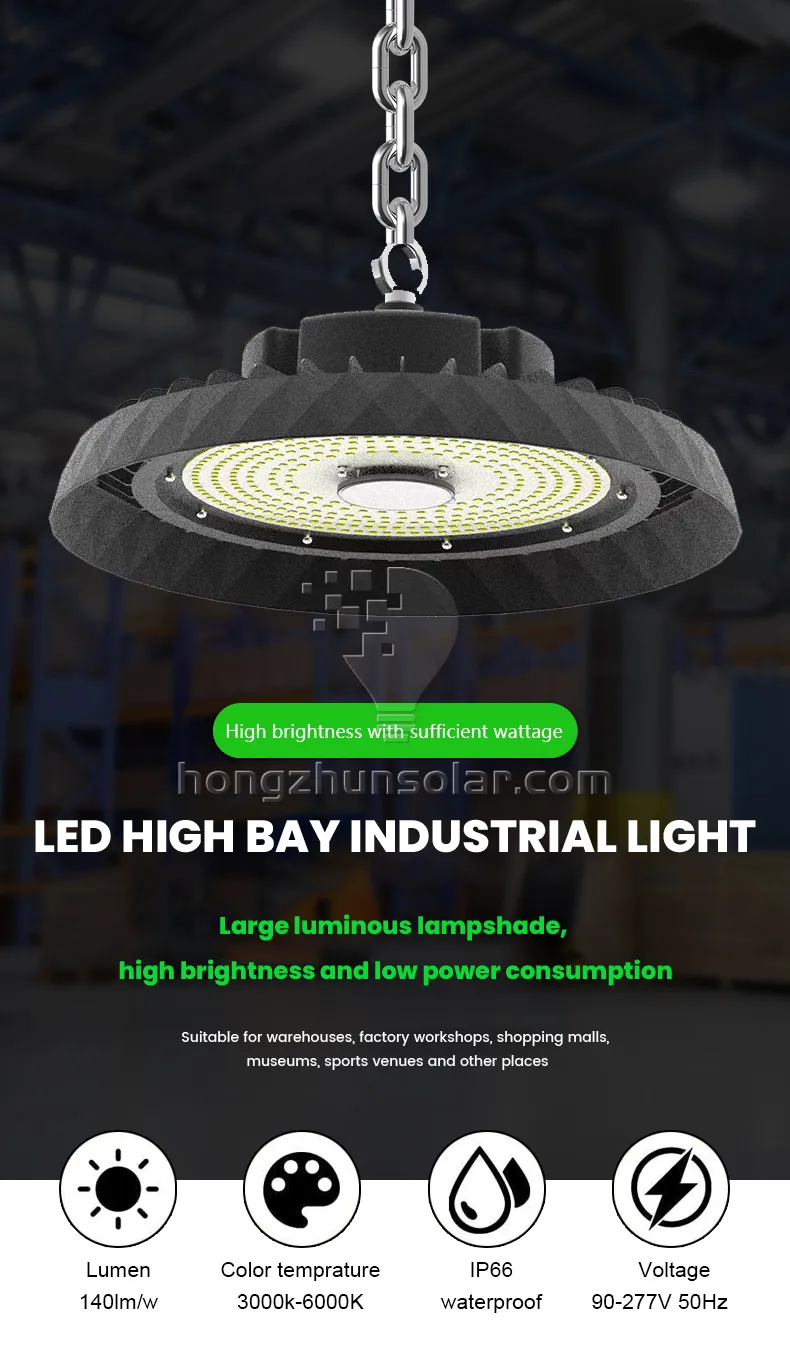En aluminium extérieur IP65 imperméable UFO LED High Bay Light Industrial 50W 100W 150W 200W 250W 300W Garage Warehouse Plafond extérieur
