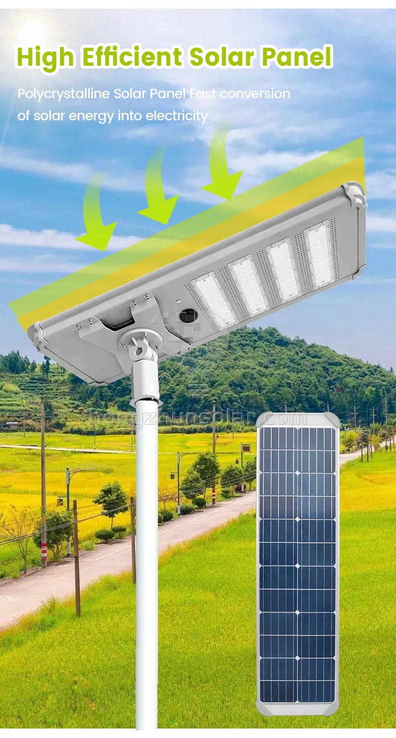 Lampe solaire extérieure IP65 Aluminium étanche Aluminium Road Light 200W ~ 1000W intégré tout dans un réverbère solaire à LED