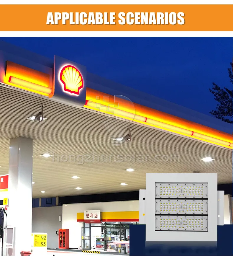 Garantie super lumineuse de 3 ans Garantie en aluminium Explosion étanche à canopée Lumière 50W-200W Station de gaz LED Light 100W 120W 150W Light