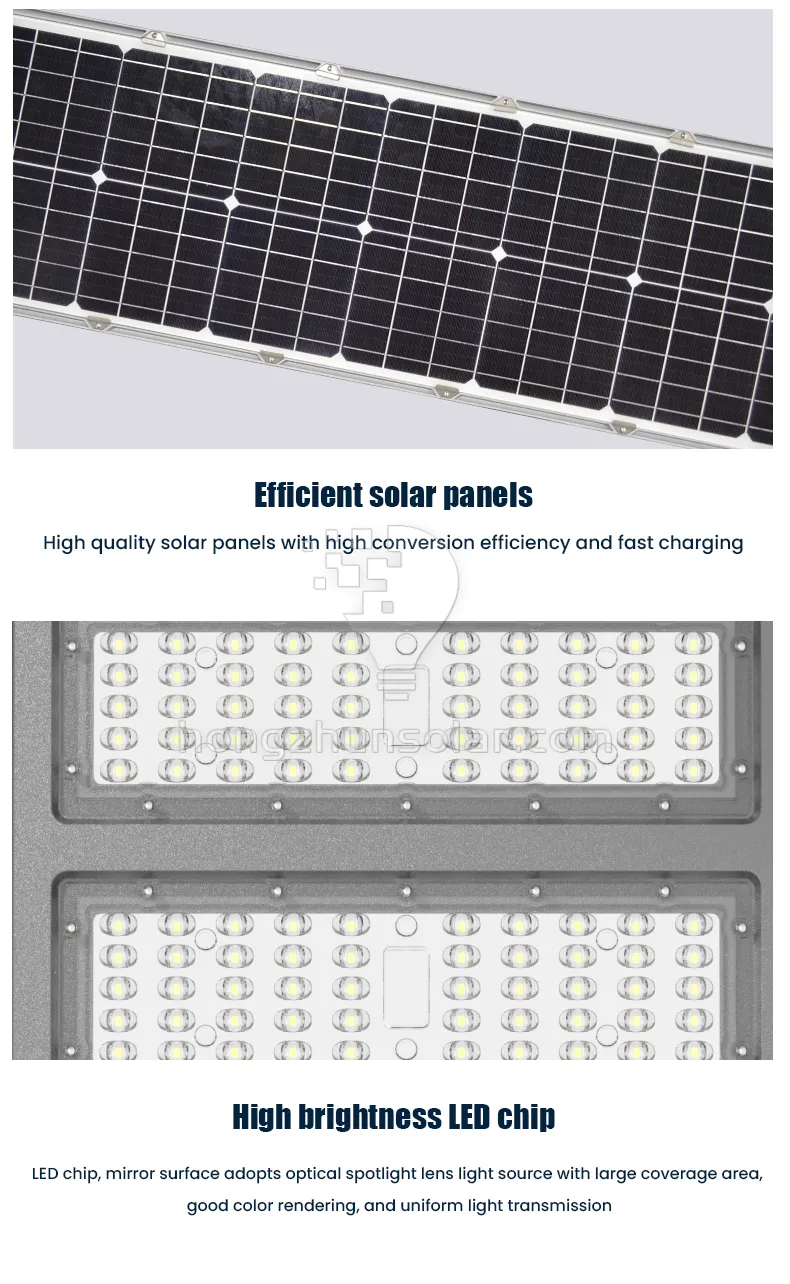 Solar Streetlight SMD IP65 Aluminium extérieur imperméable 100W ~ 250W tout dans un réverbère solaire à LED intégré