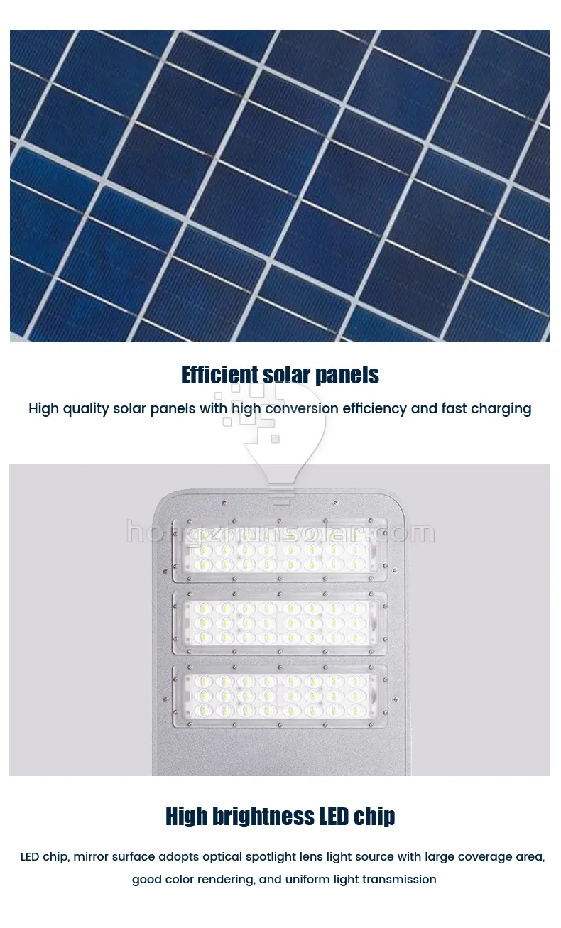 High Lumen Outdoor Road SMD étanche IP65 Aluminium Solar LED lampe de rue 50W ~ 1000W