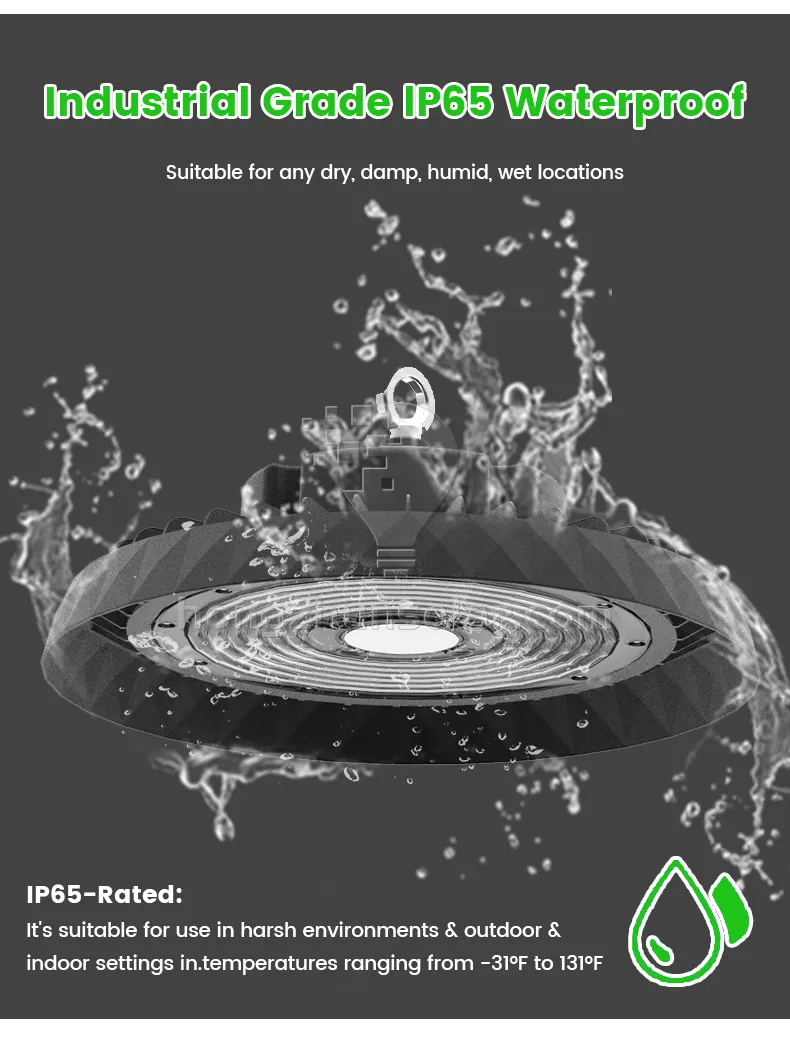 En aluminium extérieur IP65 imperméable UFO LED High Bay Light Industrial 50W 100W 150W 200W 250W 300W Garage Warehouse Plafond extérieur