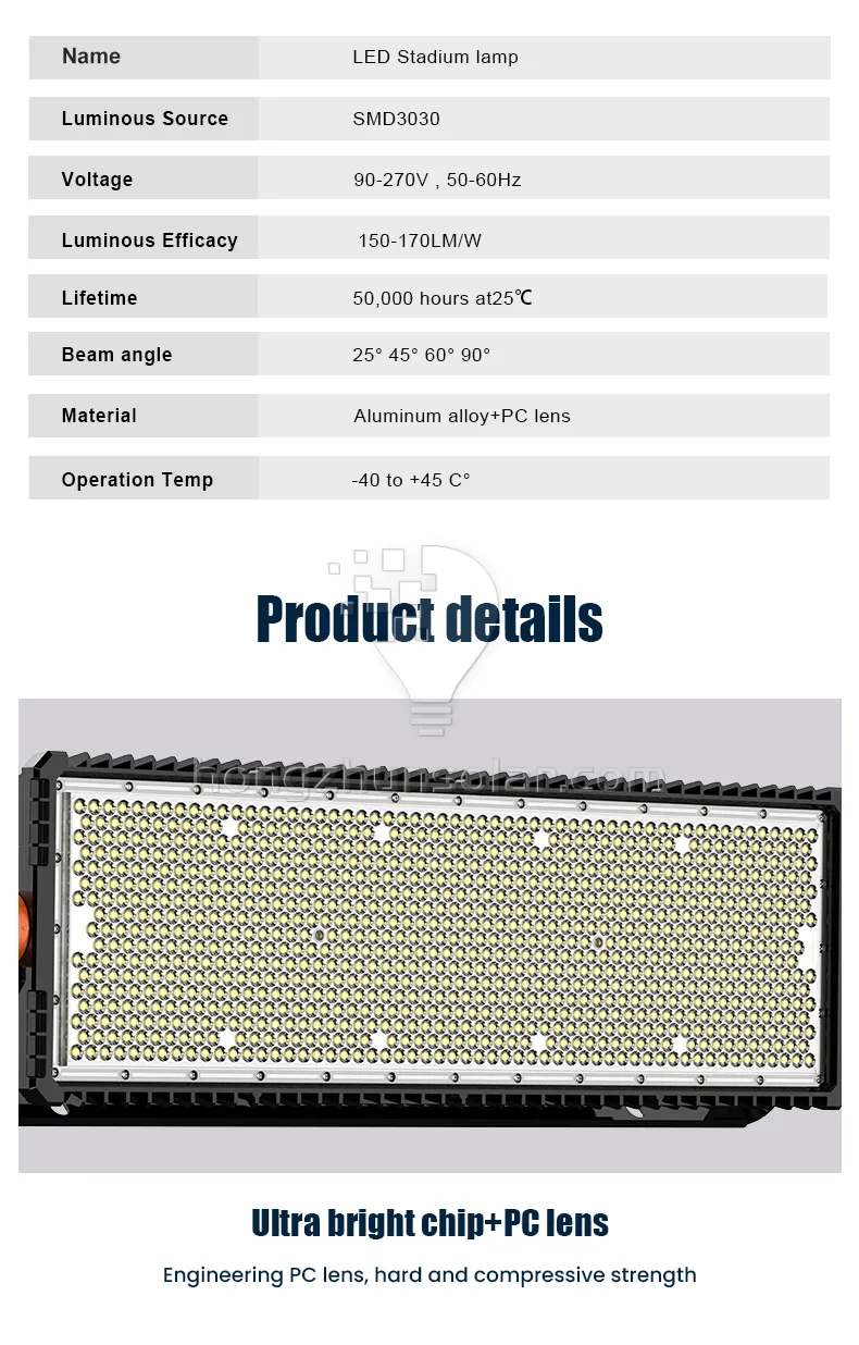 Haute puissance imperméable IP67 LED FOINT LUMIÈRE 300W à 1200W Body en aluminium Tunnel extérieur High Mast Sports Stadium Floodlight IP65