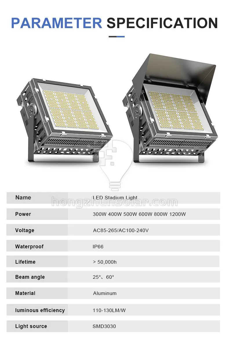 High Mast imperméable IP65 Sport Stadium Flow Field Field IP66 300W ~ 1200W