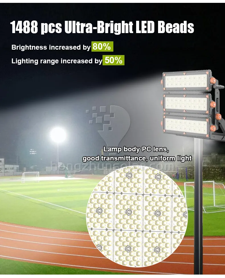 Haute puissance imperméable IP67 LED FOINT LUMIÈRE 300W à 1200W Body en aluminium Tunnel extérieur High Mast Sports Stadium Floodlight IP65