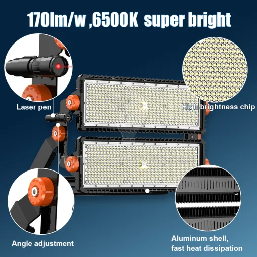 Haute puissance imperméable IP67 LED FOINT LUMIÈRE 300W à 1200W Body en aluminium Tunnel extérieur High Mast Sports Stadium Floodlight IP65