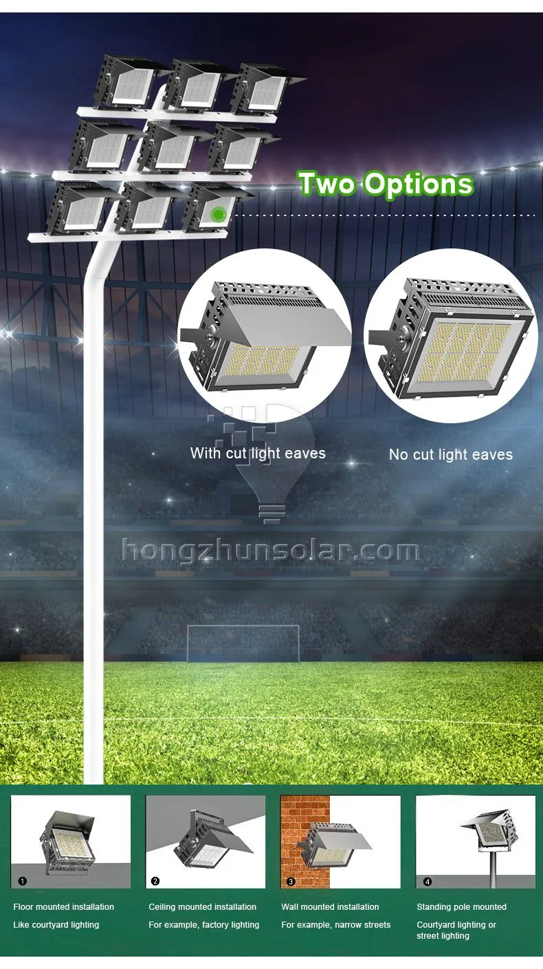 High Mast imperméable IP65 Sport Stadium Flow Field Field IP66 300W ~ 1200W