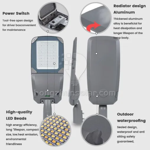 Lampe de route haute luminosité autoroute aluminium étanche IP65 50w 80w 100w 150w 200w 250w 300w extérieur électrique led lampadaire