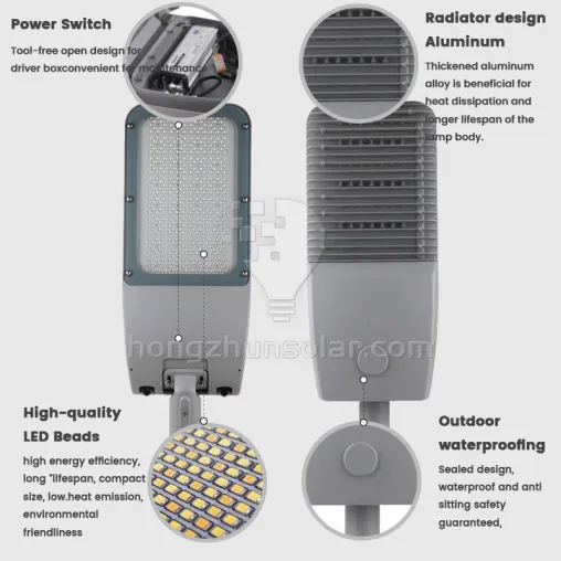 High Lumen Outdoor Street Light Urban Road Waterproof IP65 Aluminum 50w 100w 150w 200w 250w 300w AC Led Street Light With Pole