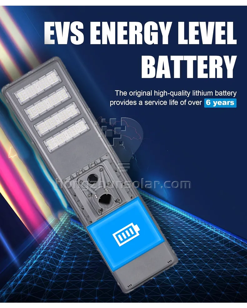 Đèn đường năng lượng mặt trời chống thấm nước IP65 Nhôm 100w 200w 300w 400w 500w 600w Tất cả trong một Đèn đường năng lượng mặt trời Led tích hợp với cực