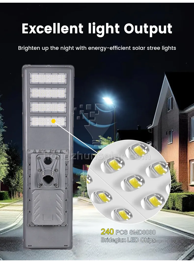 Đèn đường năng lượng mặt trời chống thấm nước IP65 Nhôm 100w 200w 300w 400w 500w 600w Tất cả trong một Đèn đường năng lượng mặt trời Led tích hợp với cực