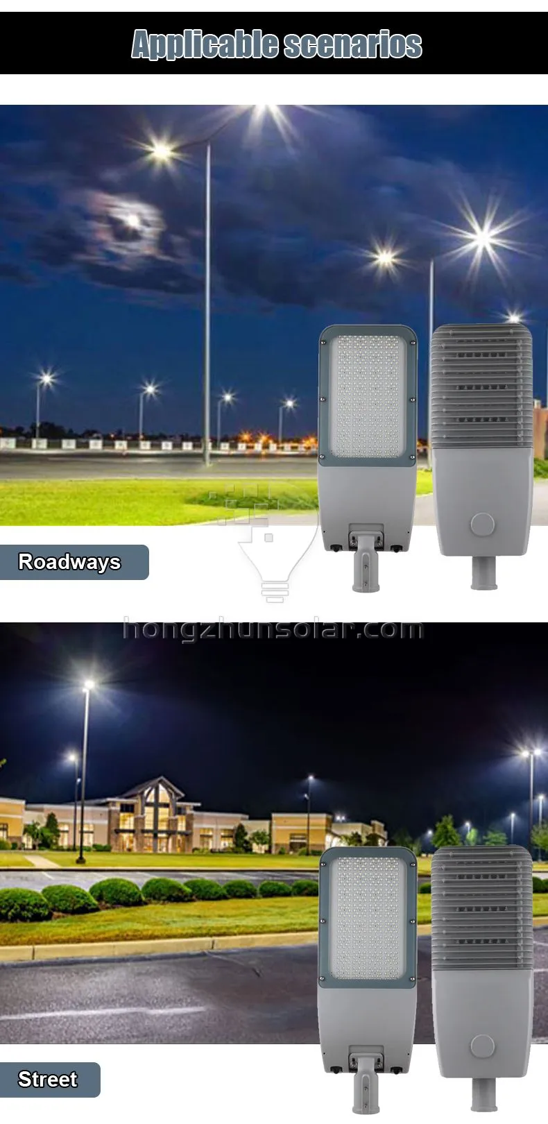 High Lumen Outdoor Street Light Urban Road Waterproof IP65 Aluminum 50w 100w 150w 200w 250w 300w AC Led Street Light With Pole