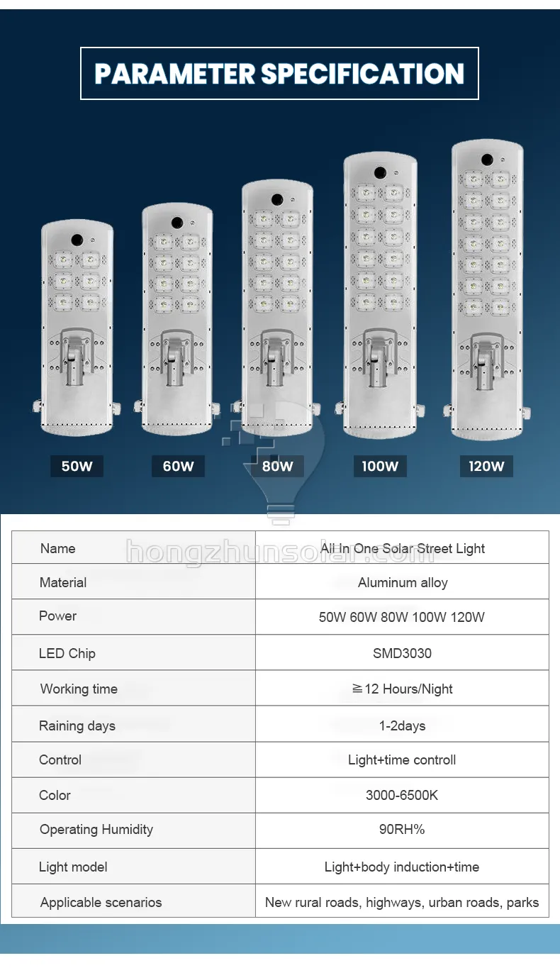 Fonction de panneau solaire de nettoyage automatique étanche IP65 100W-500W Lampadaire solaire LED extérieur