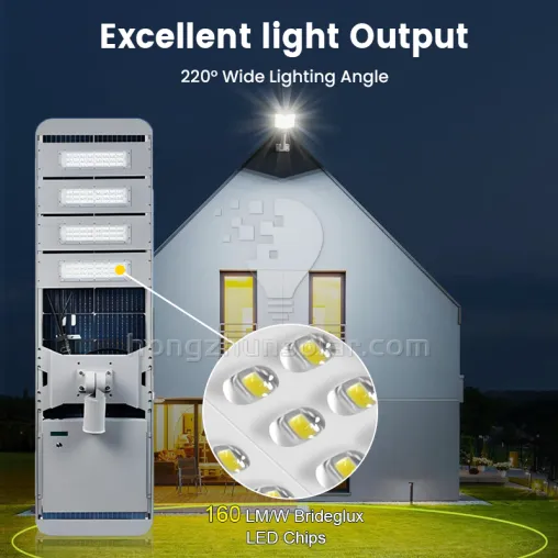 Aluminium étanche IP65 100W-400W extérieur tout en un Lampadaires solaires à LED intégrés