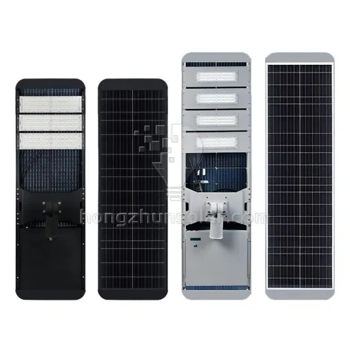 Aluminium étanche IP65 100W-400W extérieur tout en un Lampadaires solaires à LED intégrés