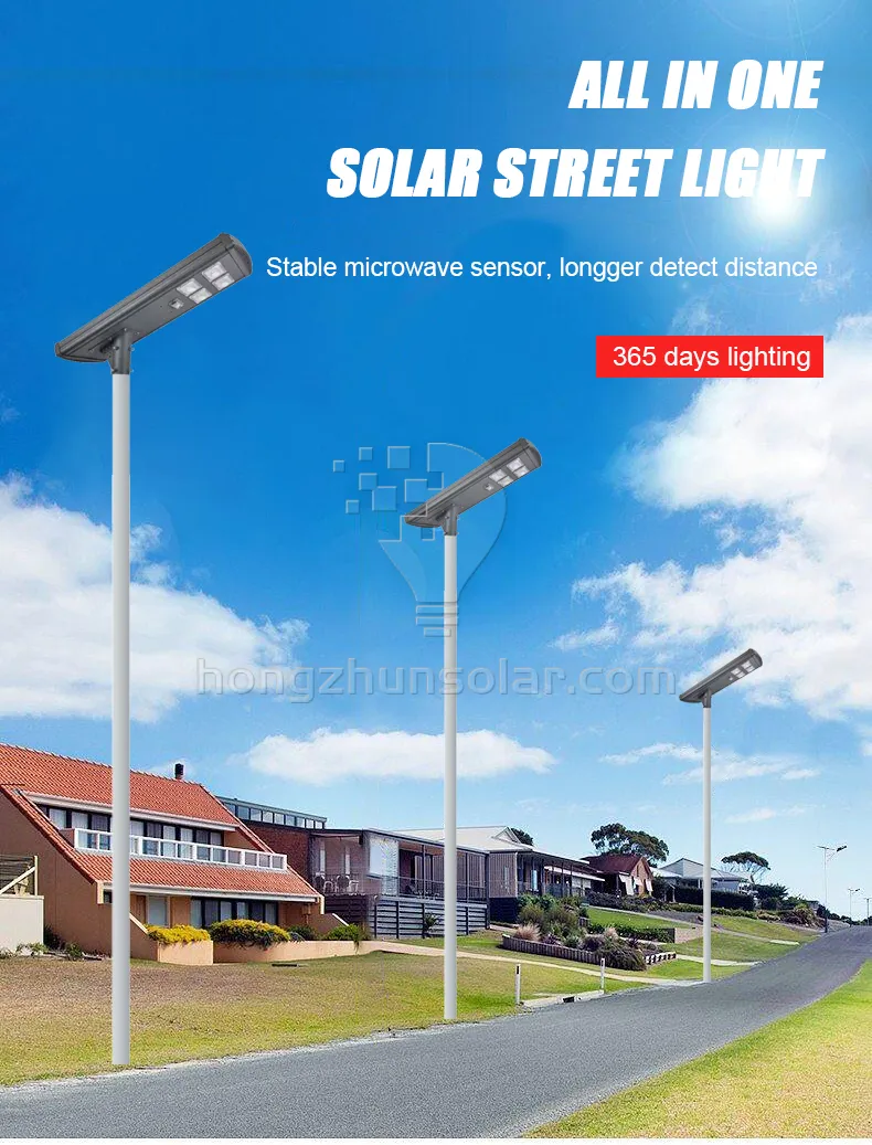 Outdoor Aluminum Road IP65 Waterproof All in One 100W-500W Integrated LED Solar Street Light
