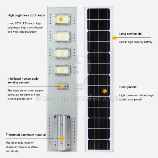 IP65 Waterproof 50W to 200W All in One Integrated Solar LED Street Light Outdoor Aluminum