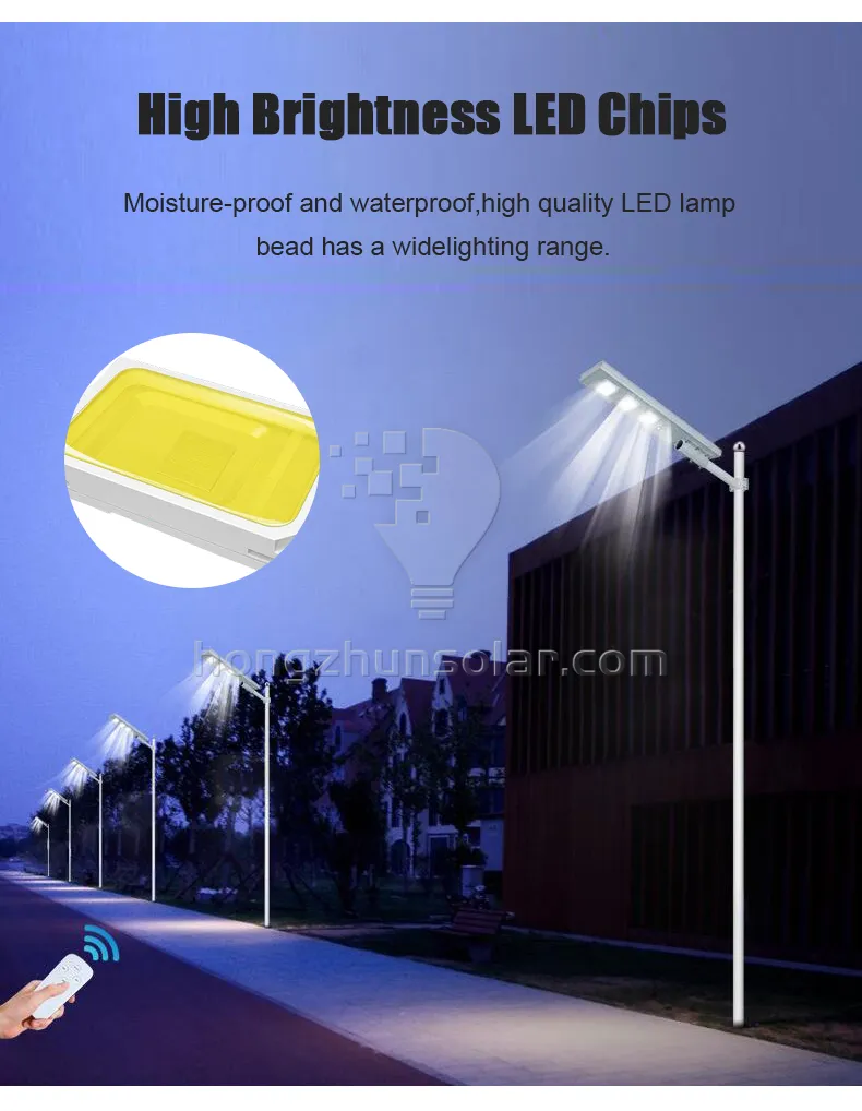 IP65 Waterproof 50W to 200W All in One Integrated Solar LED Street Light Outdoor Aluminum