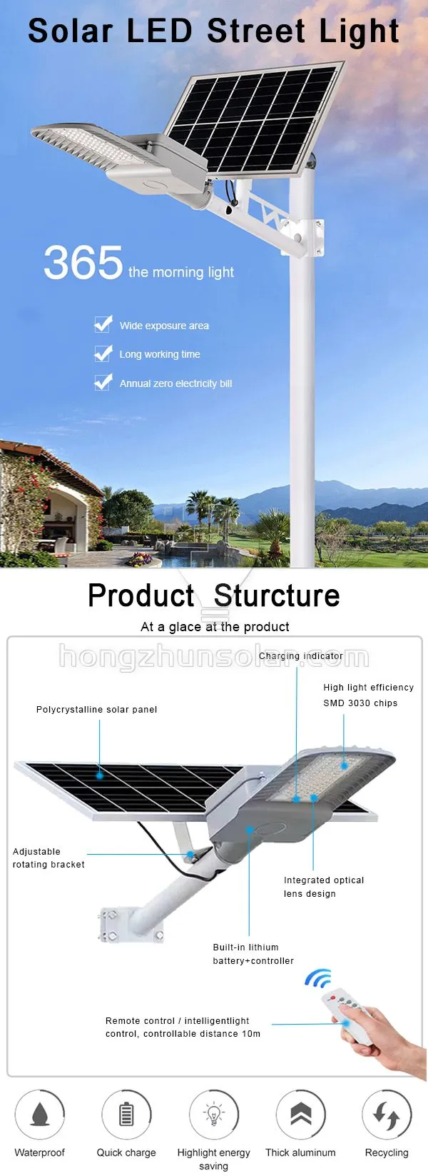 Ip65 Aluminum 100w-400w Waterproof Outdoor Remote Control Solar Led Street Light