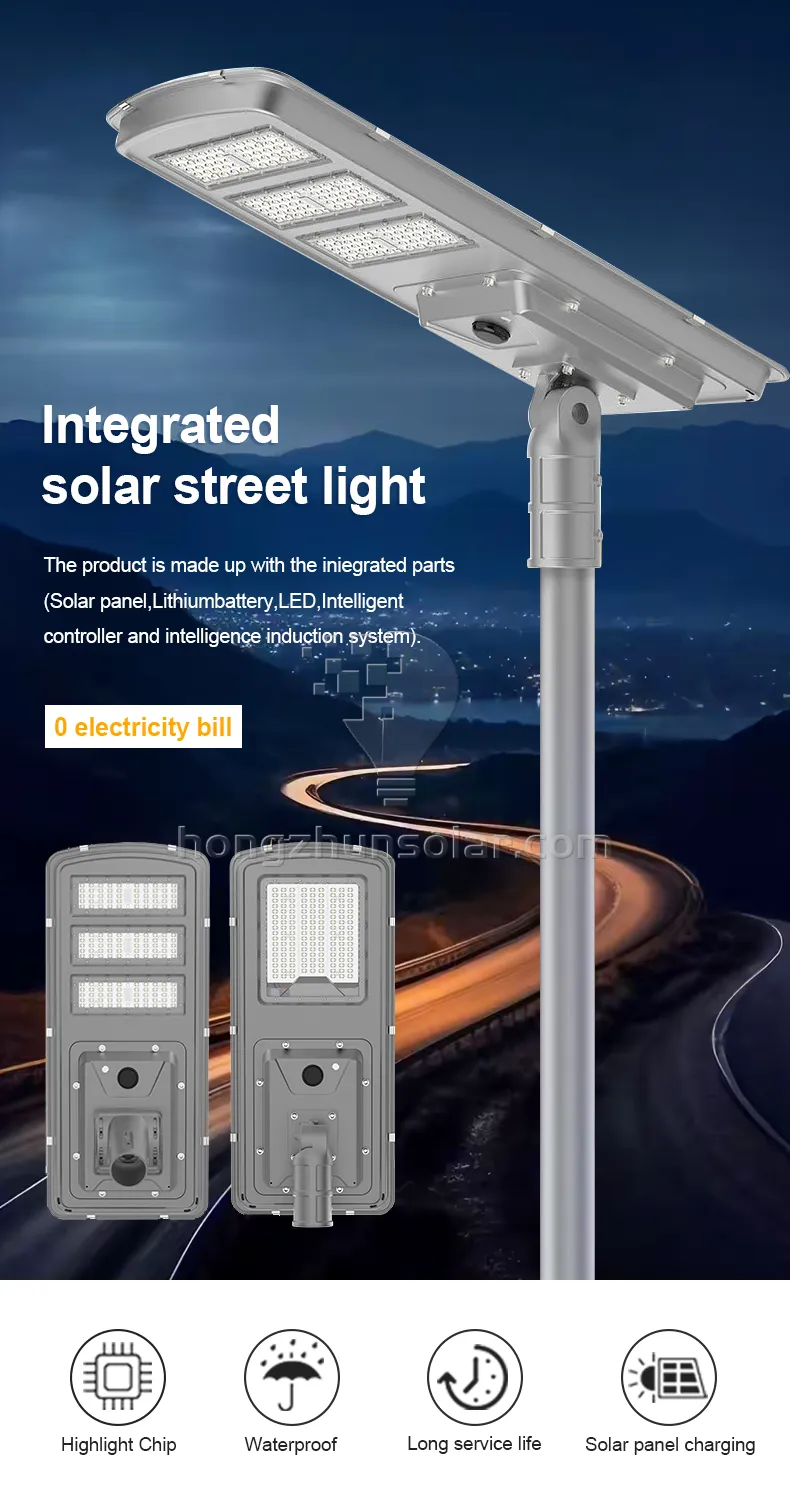IP65 Waterproof 100W-500W Aluminum Integrated LED Solar Street Light Outdoor All in One