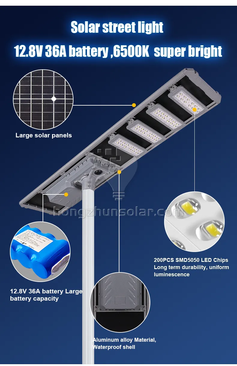 Waterproof IP65 Integrated All in One Aluminum 100W-700W Led Solar Street Light