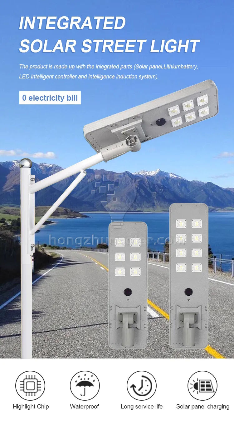 Aluminum Integrated Waterproof Ip65 100w-400w Outdoor All in One Led Solar Street Light