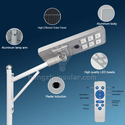 Aluminum Integrated Waterproof Ip65 100w-400w Outdoor All in One Led Solar Street Light