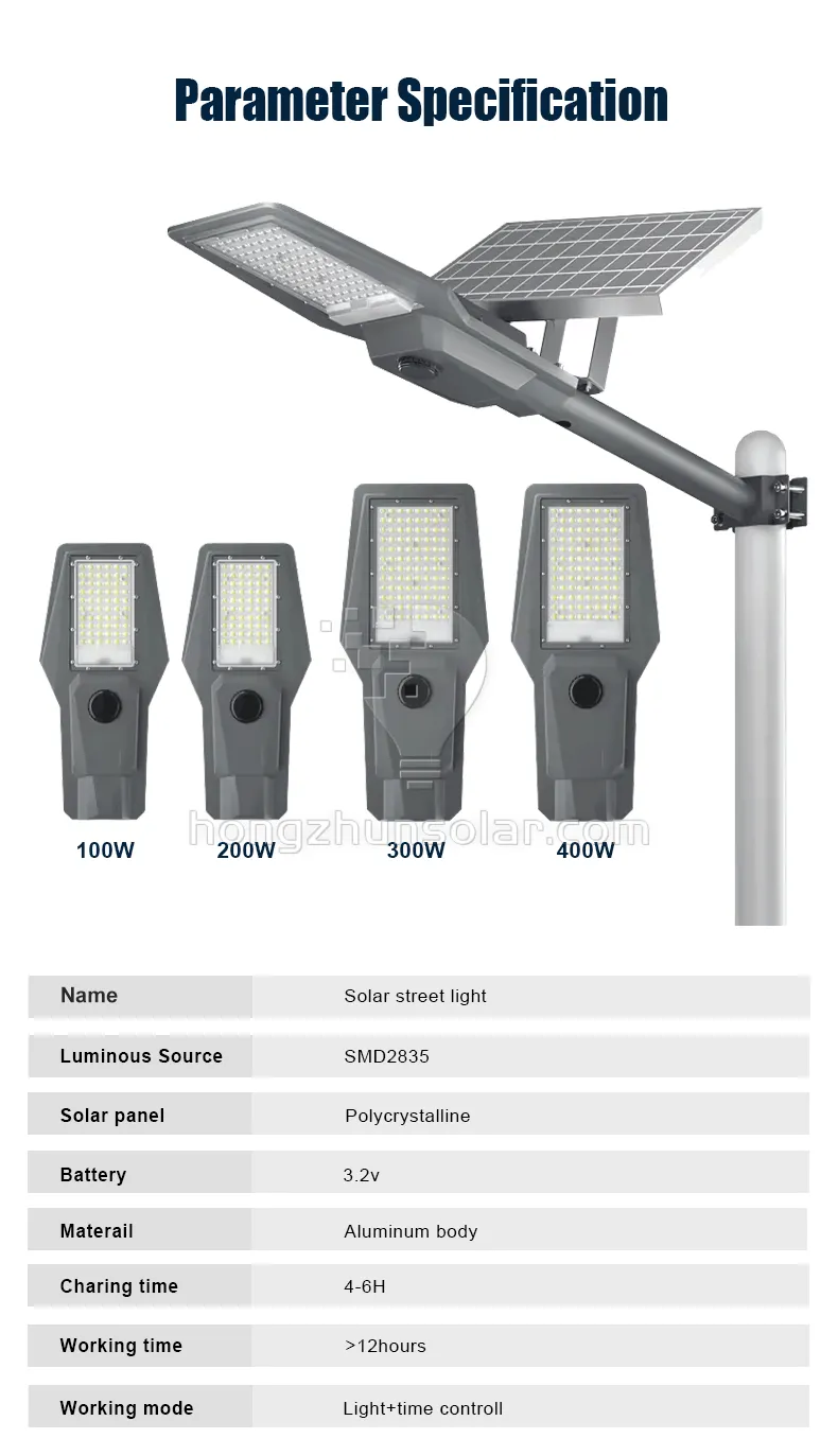 100w-400w SMD Split LED Solar Street Light Waterproof IP65 Aluminum Outdoor Road Square Lamp with Remote Control