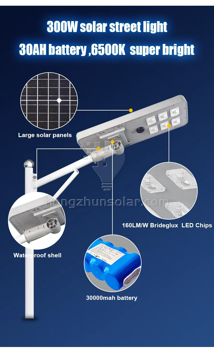 Aluminum Integrated Waterproof Ip65 100w-400w Outdoor All in One Led Solar Street Light