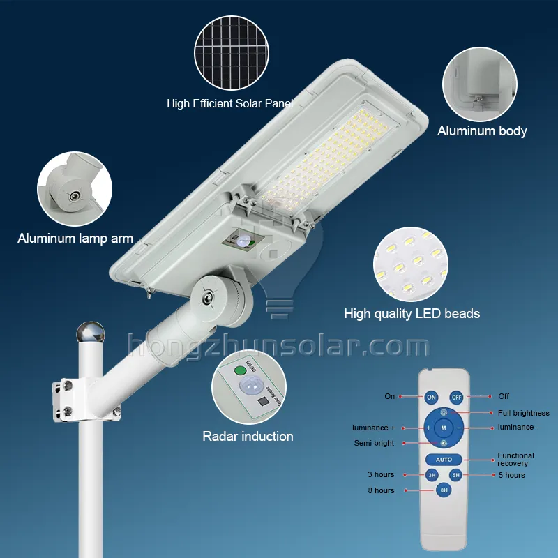 100W-300W extérieur IP66 étanche rue lumière solaire à LED tout en un pour application routière