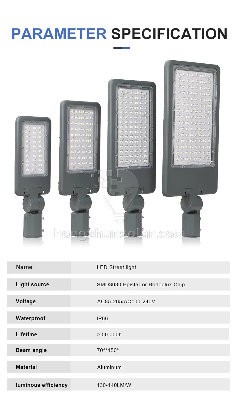 Lampe de route extérieure carrée de jardin IP65 étanche SMD aluminium 50 W 100 W 150 W 200 W 300 W lampadaire LED