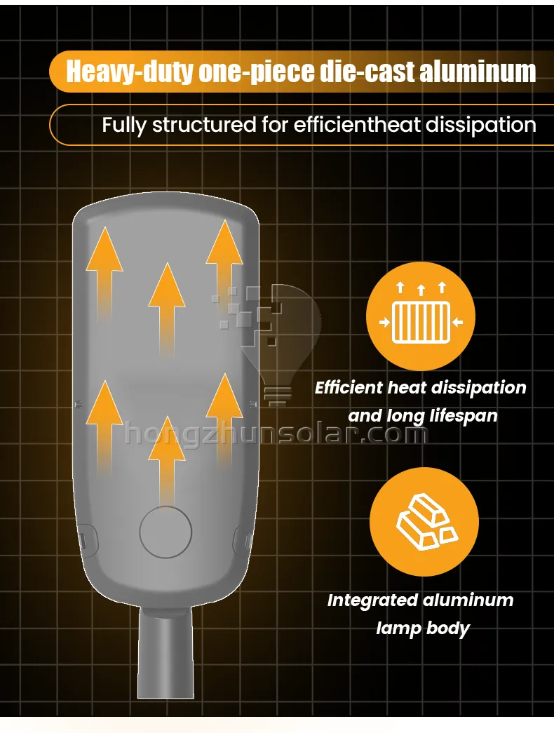 Lampadaire extérieur étanche IP65 en alliage d'aluminium, Lumen élevé, lampe de route carrée avec puce SMD 50W-300W lumière LED