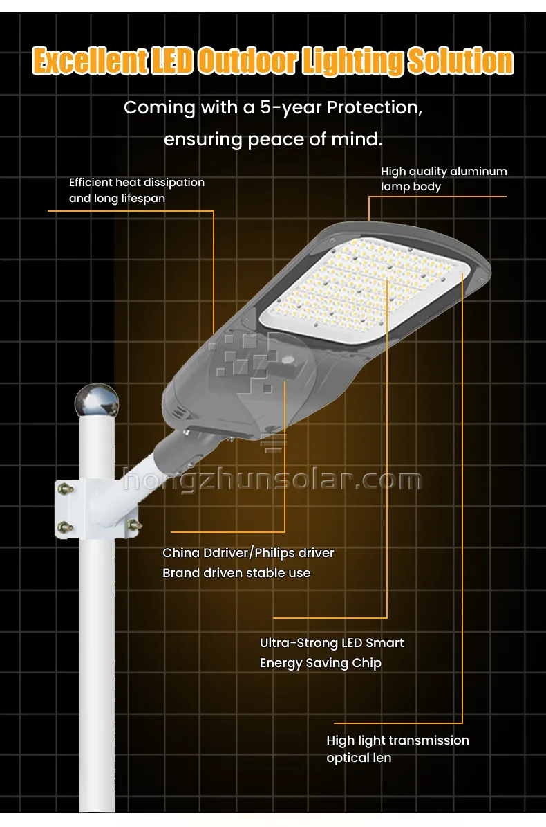 Lampadaire extérieur étanche IP65 en alliage d'aluminium, Lumen élevé, lampe de route carrée avec puce SMD 50W-300W lumière LED