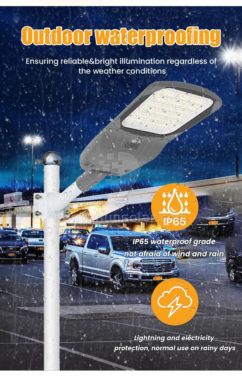 Lampadaire extérieur étanche IP65 en alliage d'aluminium, Lumen élevé, lampe de route carrée avec puce SMD 50W-300W lumière LED