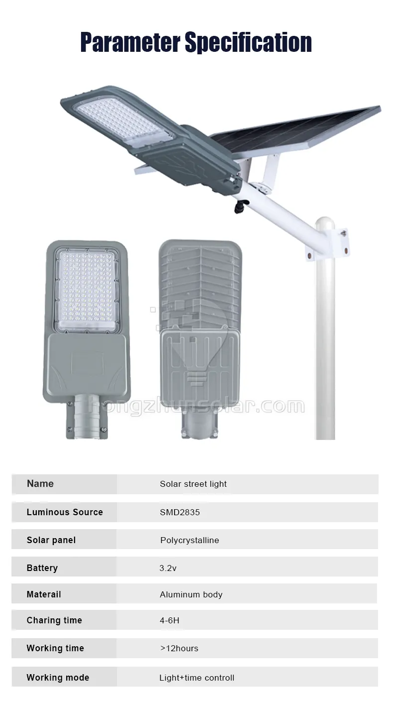 IP65 étanche 100W 200W 300W 400W 500W 600W 700W contrôle intelligent en aluminium fendu extérieur lampe de lampadaire solaire LED pour usage routier