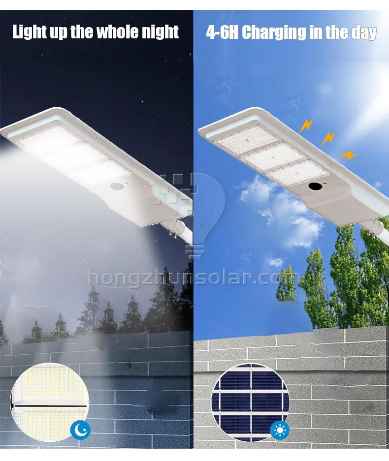 300W-600W étanche IP65 extérieur intégré rue lumière solaire à LED