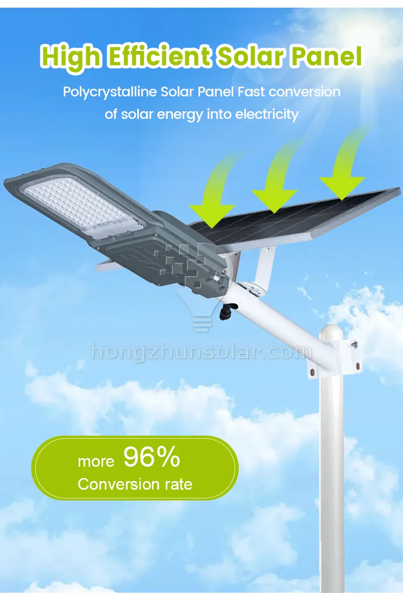 IP65 étanche 100W 200W 300W 400W 500W 600W 700W contrôle intelligent en aluminium fendu extérieur lampe de lampadaire solaire LED pour usage routier