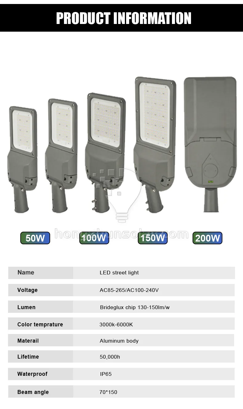 IP65 imperméabilisent le réverbère mené extérieur de la route 80w-300w de route extérieure de Smd