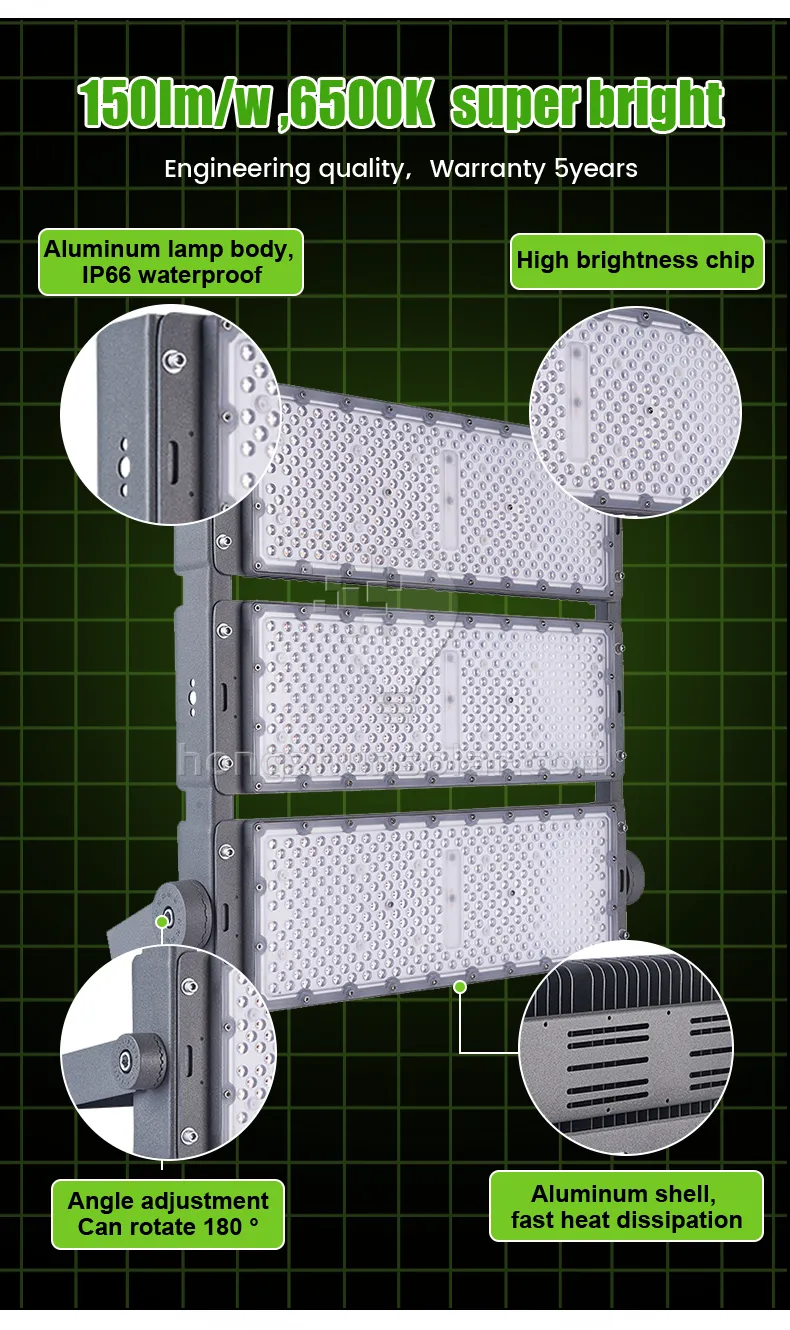 L'aluminium imperméable 200w-1200w d'entrepôt extérieur de stade de tunnel d'IP65 a mené la lumière d'inondation