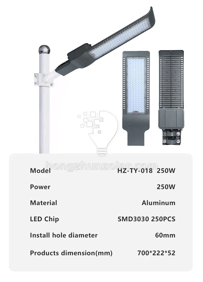 50W-300W Réverbère à LED en aluminium IP65 Wagterproof évalué pour les applications routières extérieures