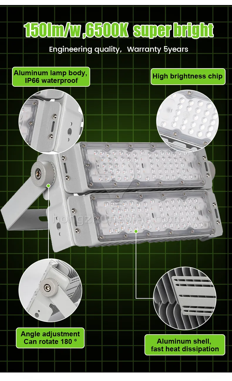 Projecteur LED 100W-600W SMD pour stades sportifs, terrains extérieurs, étanche IP65