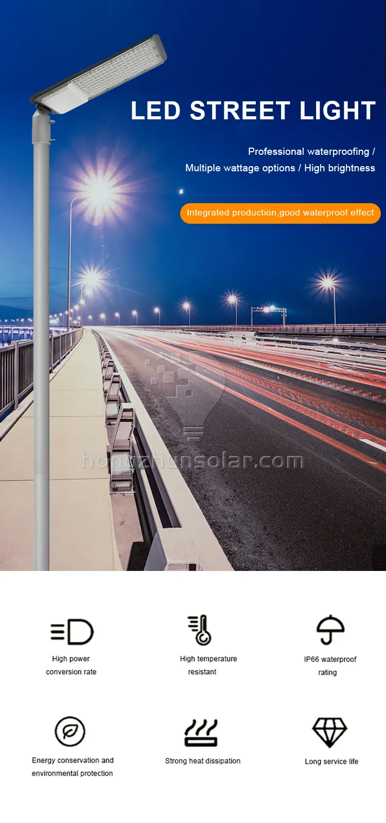 L'éclairage public extérieur étanche IP66 en aluminium 50w-200w Dob a mené le réverbère