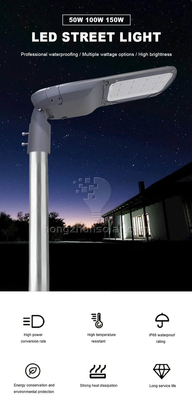 Réverbère extérieur mené par SMD imperméable en aluminium IP65 de route du lumen élevé 40w-300w