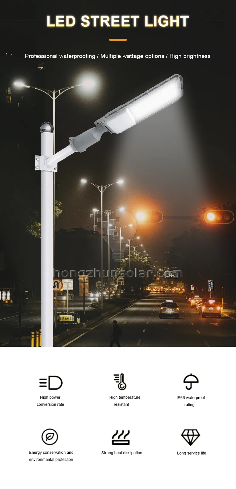 L'aluminium AC 50W-200W IP65 imperméabilisent les réverbères extérieurs de Smd LED