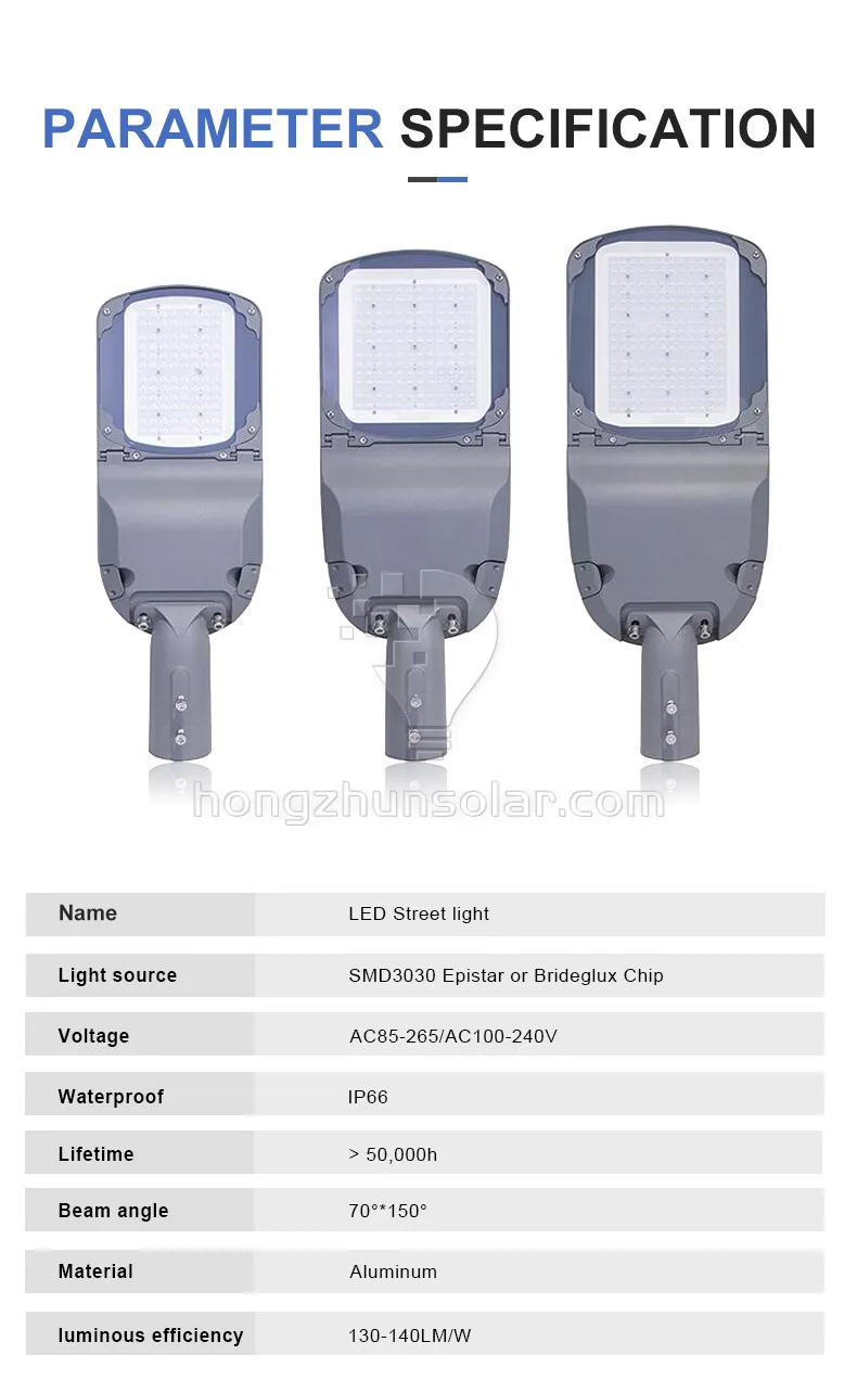 Réverbère extérieur mené par SMD imperméable en aluminium IP65 de route du lumen élevé 40w-300w