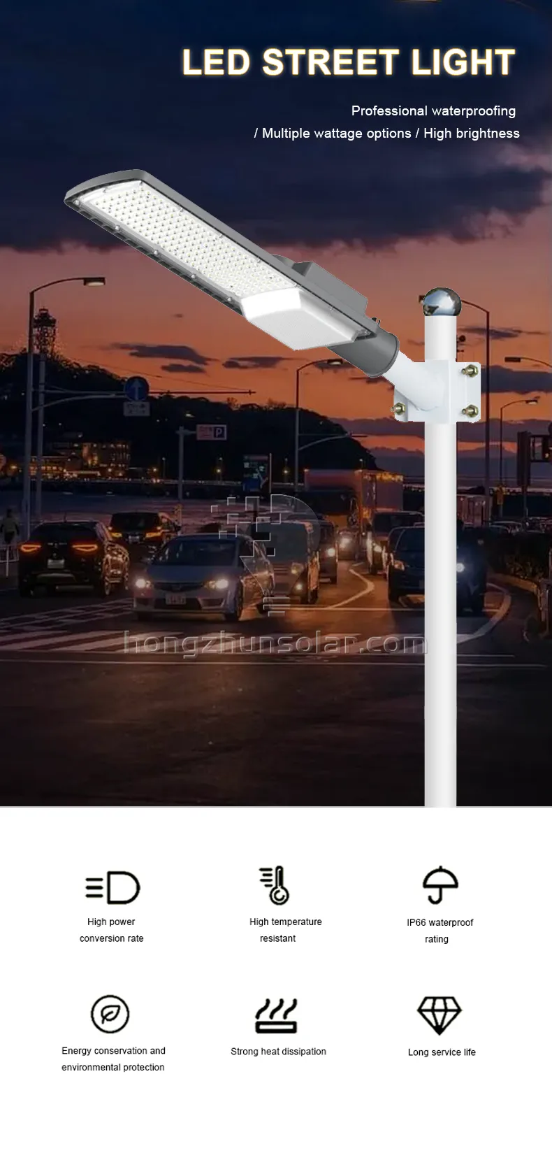 L'aluminium IP66 imperméabilisent les réverbères électriques extérieurs de 50w-300w LED