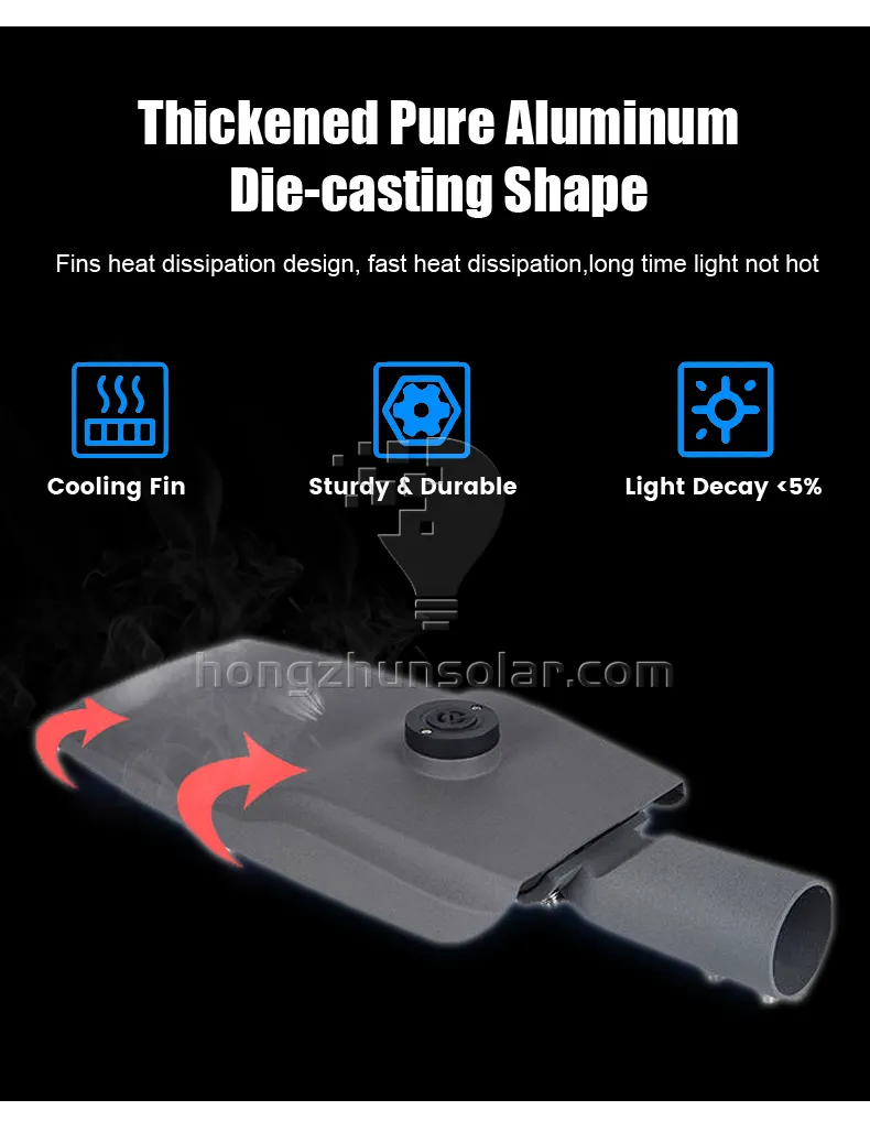 Lampadaire extérieur en aluminium haute puissance 50W-200W IP66 étanche SMD jardin AC