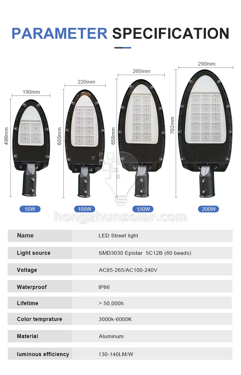 Lampe de route extérieure de haute qualité IP66 en aluminium étanche 30w-250w SMD lampadaire LED